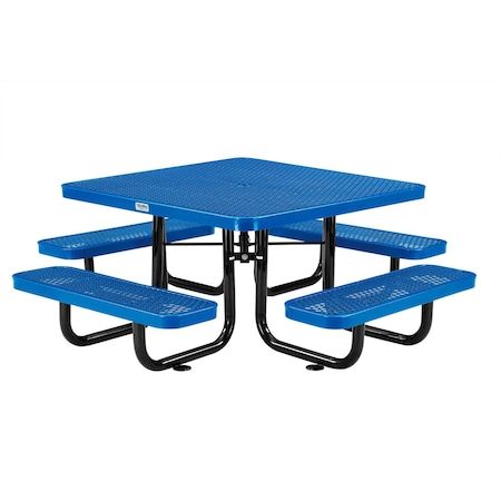 Global Industrial Square Kids Picnic Table, Blue, Expanded Metal, 46 in L, 24-1/2 in H Overall 277151KBL